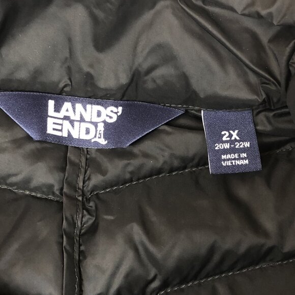 Lands End Womens Black Down Puffer Full Zip Long Vest Size 2X (20-22 W) - Picture 5 of 10